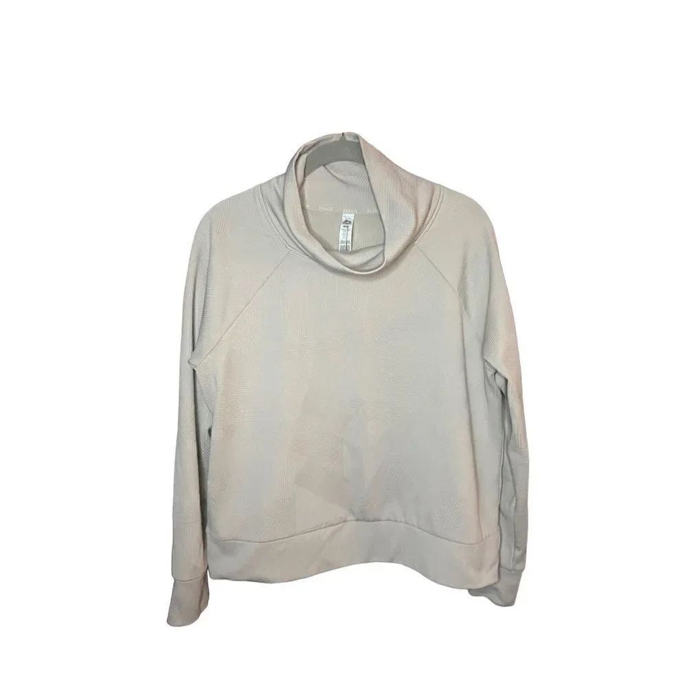 RBX women’s taupe, mock neck, textured sweatshirt, size medium